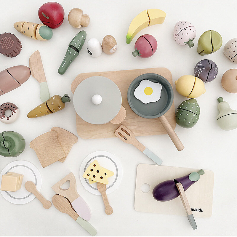과일 야채 미니어처 식사 시뮬레이션 어린이 주방 용품, 음식 학습 나무 장난감, 어린이 역할 놀이 게임
