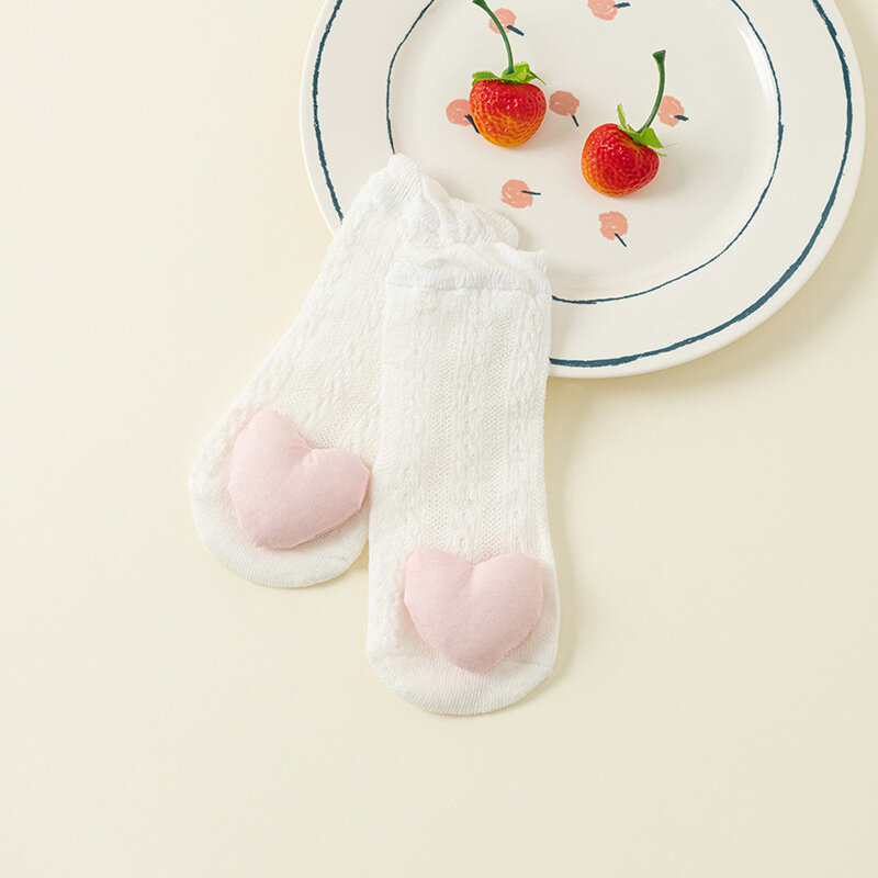 Calcetines de malla para bebé, medias hasta la rodilla, suaves, transpirables, con ojales, Estrella y flores, 3D