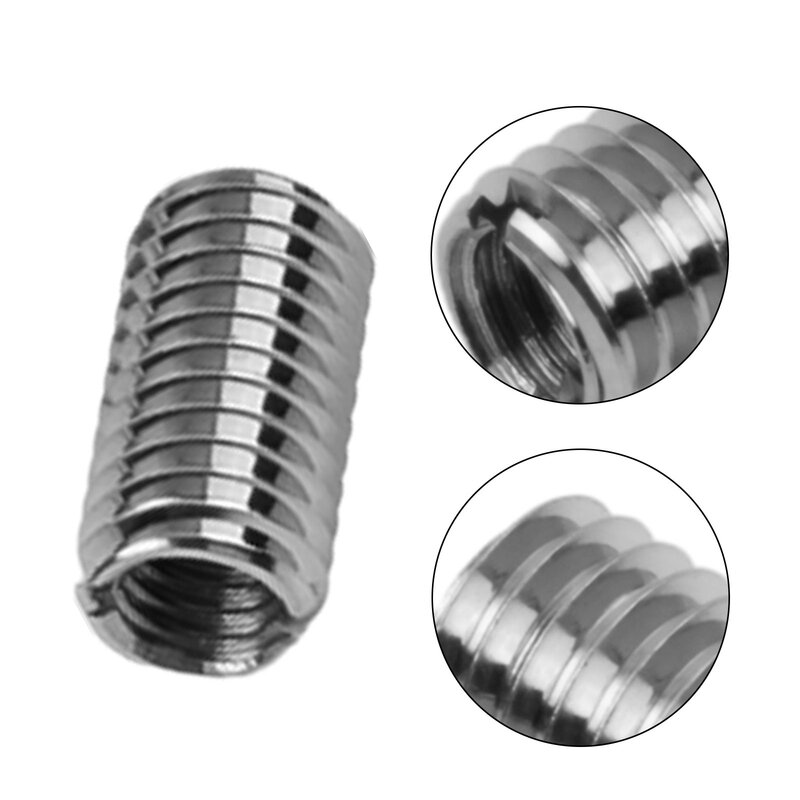 10 Pcs Thread Reducer Threaded Inserts Inner M6X1.0 Outer M8X1.25 Length 15MM Male Female Nut Stainless Steel Thread Repair Tool