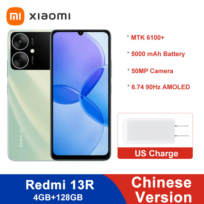 Chińska wersja Redmi 13R 5G SmartPhone CPU MediaTek Dimensity 6100+ Pojemność baterii 5000mAh 50MP Aparat Oryginalny używany telefon