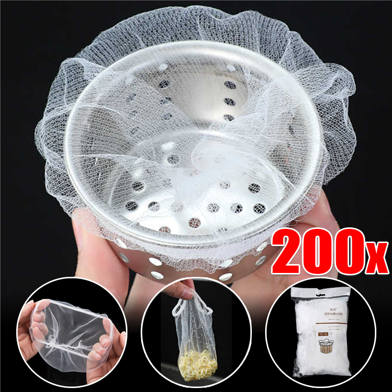 200/100/30pcs Disposable Sink Filter Mesh Bags Kitchen Sink Strainer Drain Hole Anti-blocking Garbage Bag Cleaning Strainers Net
