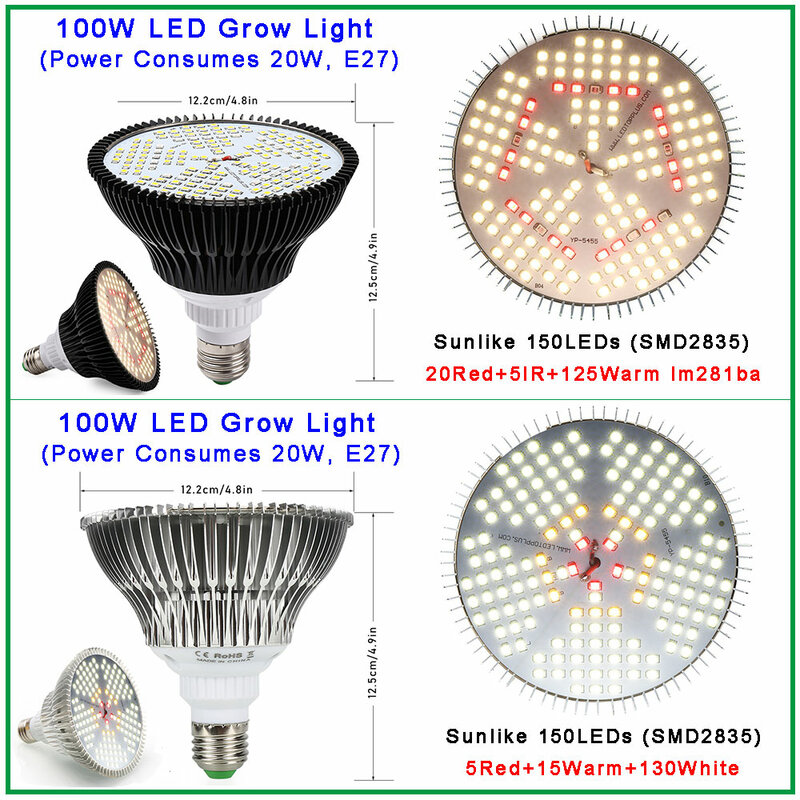 Oświetlenie LED do uprawy 100W 120W Full Spectrum Fitolamp hydroponika lampa fito do kryty Vegs sadzonki kwiatów rośliny