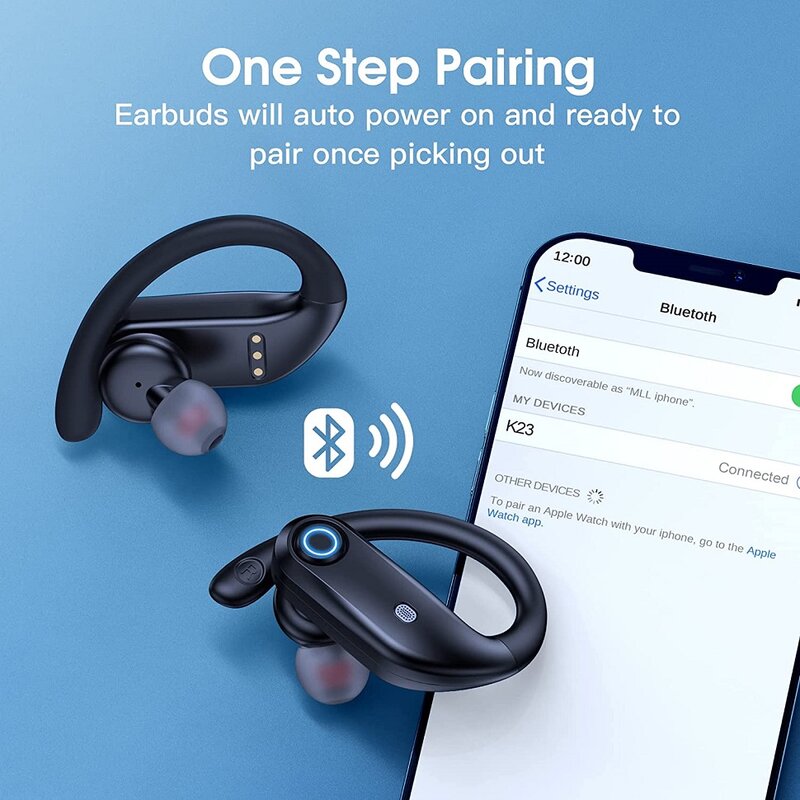 Bluetooth Headphones True Wireless Earbuds with Wireless Charging Stereo Sound Earphones Built-in Mic Headsets for Sport Running