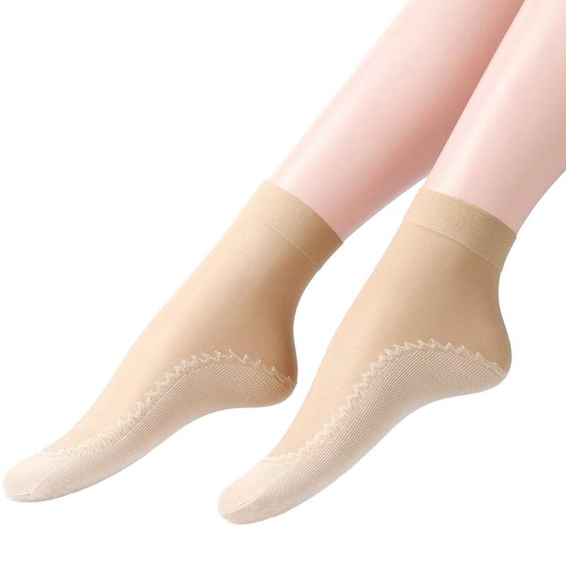 Spring Summer Women Soft Velvet Silk Socks Patchwork Non-Slip Ladies Ultrathin Breathable Comfortable Casual Low Tube Sock