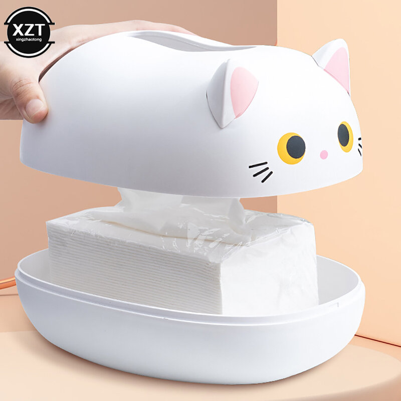 Kawaii gato caixa de tecido cozinha guardanapo caixa de armazenamento wc recipiente de papel desktop suporte de papel higiénico estilo nórdico decoração para casa