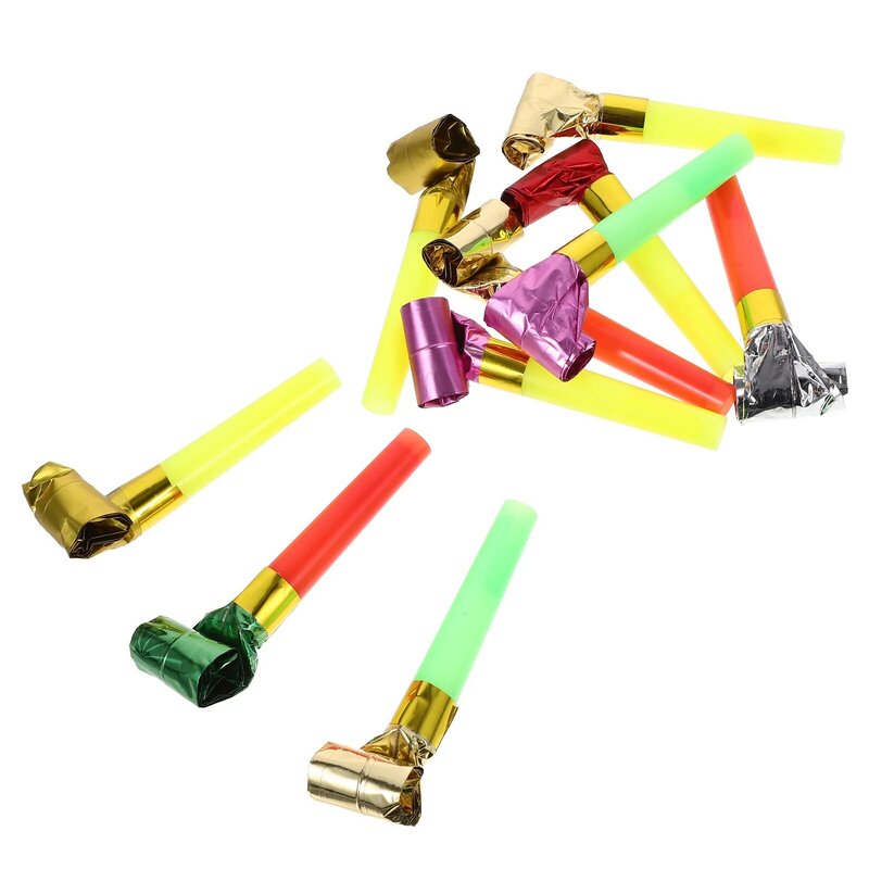 10pcs Party Blowouts Horns Noise Makers Kids Whistles Cheering Props Birthday Party Favors Supplies (Assorted Colors)