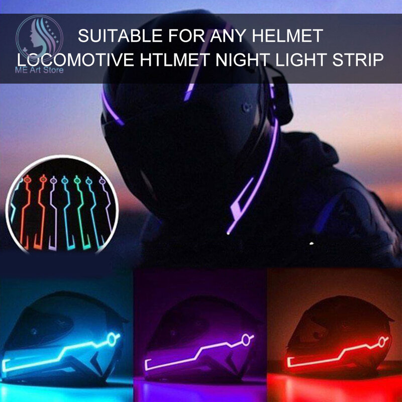 4 In 1 Motorhelm Licht Fluorescerende Helm Decoratieve Bar Led Rijden Signaal Licht Strip Diy Helm Cover Decor