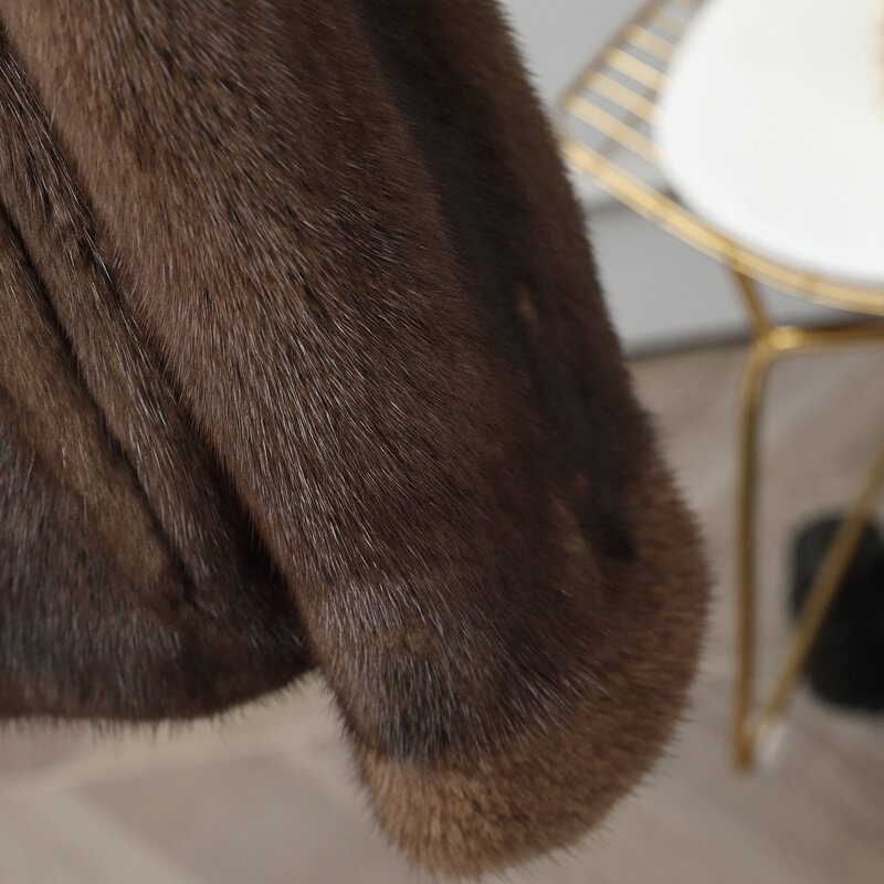 2023 Mink fur coat krótki odzież damska kurtki zimowe nowy, ze stójką płaszcz zimowy kobiet