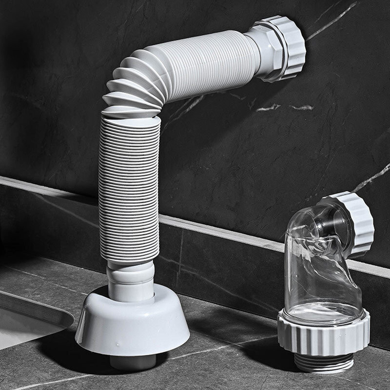 洗面台用の柔軟な排水管,格納式脱臭剤,排水管,キッチンアクセサリー