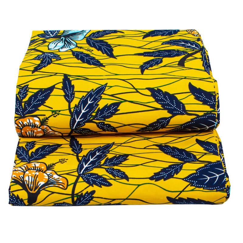 Новейший нигерийский материал Анкара, желтый Африканский полиэстер с принтом, ткань для платья, рубашки, ткань в этническом стиле, восковая окрашенная ткань