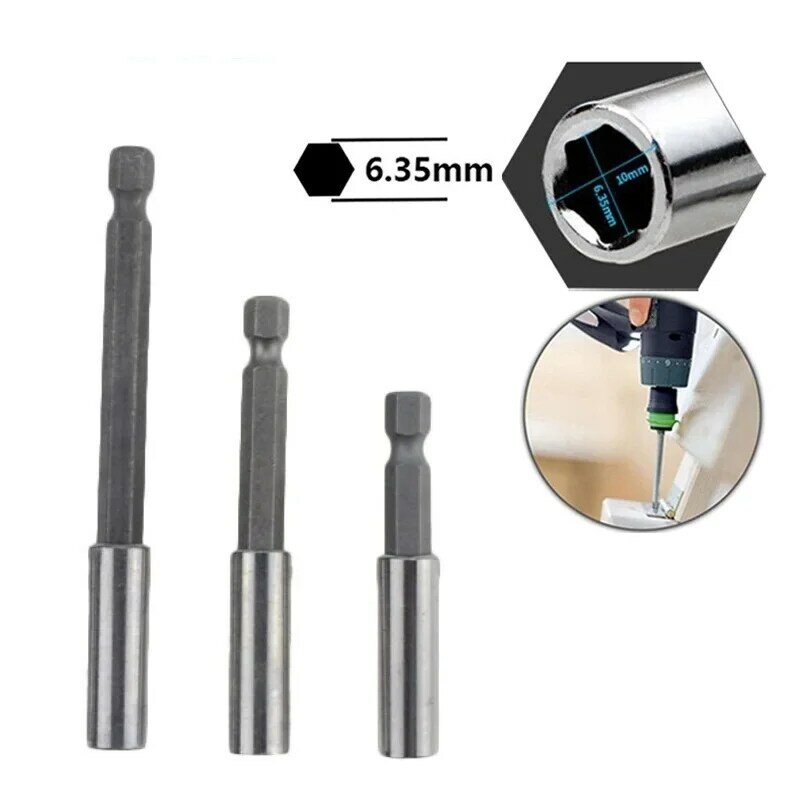 1PCS Extension Connecting Rod 60/75/100mm Silver Steel Hex Shank Rod Screwdriver Tip Holder Extension Bit  Power Tool Accessorie