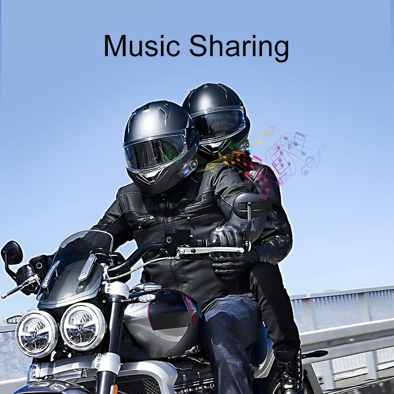 Auriculares Bluetooth para casco de motocicleta, intercomunicador de comunicación, 500M, para compartir música/mezclar, IP67, resistente al agua
