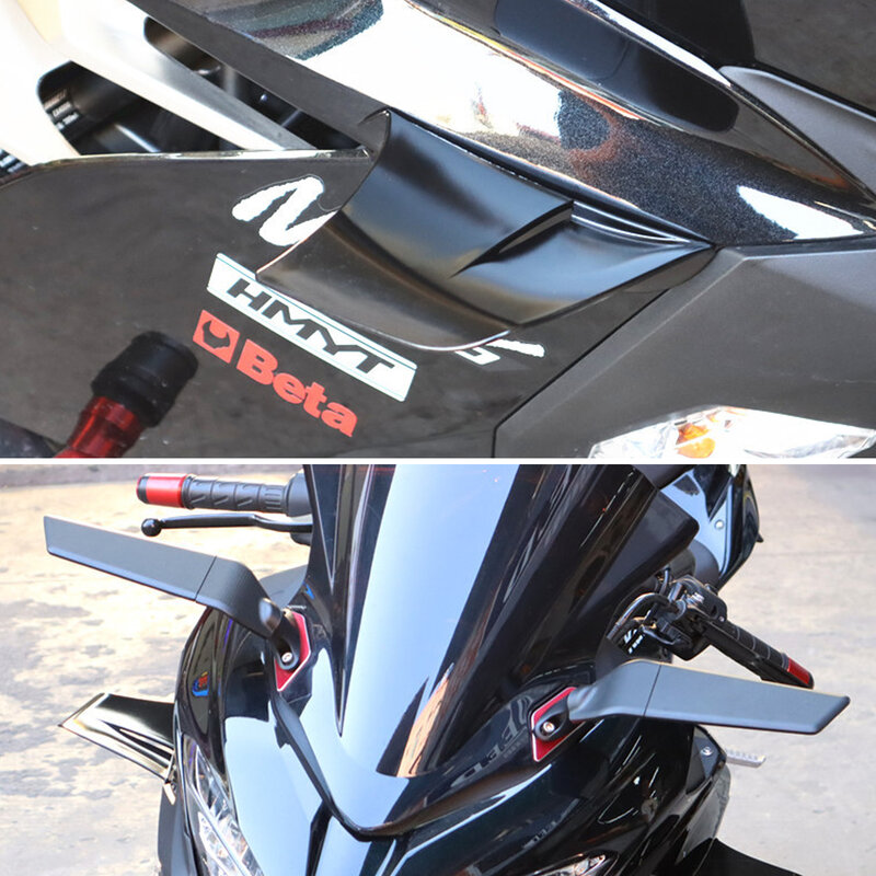 Para yamaha r3/r25 cfmoto motocicleta universal winglet aerodinâmico spoiler asa kit com adesivo da motocicleta decoração adesivo