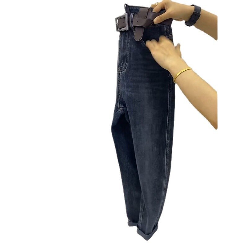 Y2K-Jean grande taille pour enfants, pantalon décontracté, ample, amincissant, taille haute, jambe droite, Harlan, papa, à la mode, nouveau, 2024