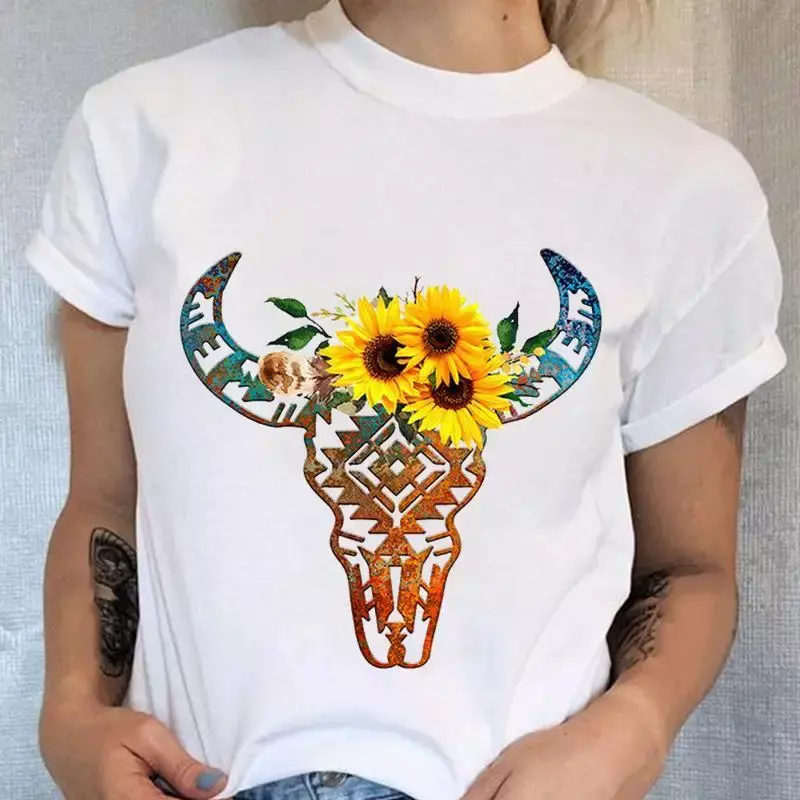 T-shirt à manches courtes imprimé dessin animé pour femme, haut graphique mignon pour femme, vêtements esthétiques pour femme, coeur d'amour, léopard, mode