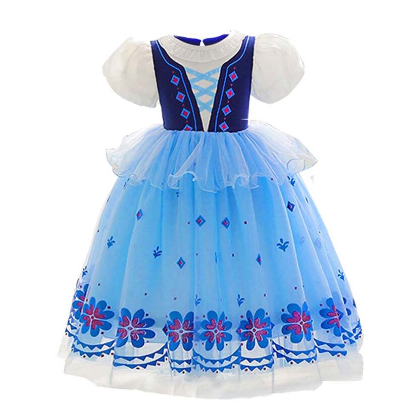 Baby Girl Anna Dress Children Princess Cosplay Clothes Snow Queen Outfits 2-8 Yrs Halloween Theme Birthday Party Fantasy Gown