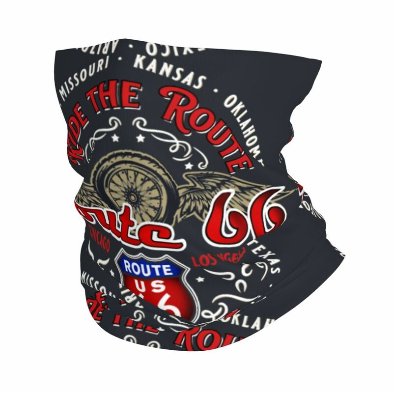 Ride The Route Motorcyle Bikers America's Highway Route 66 Bandana Neck Cover Motocross Wrap Scarf Multi-use Cycling Riding