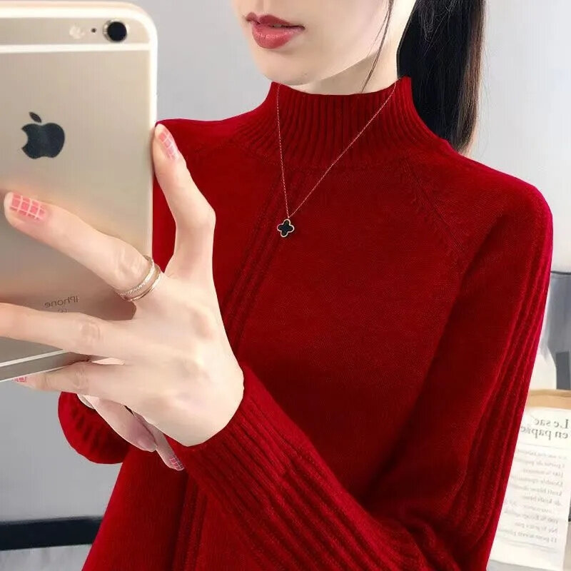 2024 Basic Turtleneck Women Sweaters Autumn Winter Thick Warm Pullover Slim Tops Ribbed Knitted Sweater Jumper Soft Pull Female