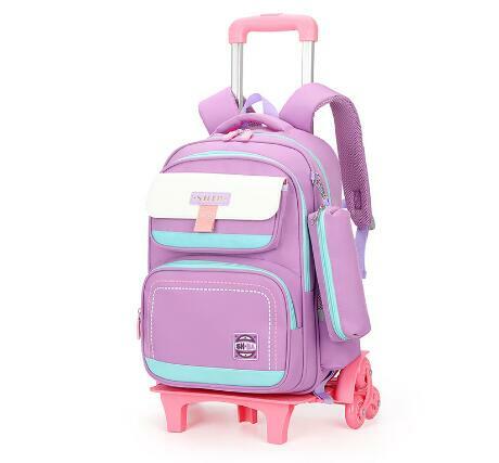 Школьный рюкзак на колесиках для мальчиков и девочек, ранцевый рюкзак для детей с ручкой и колесиками
