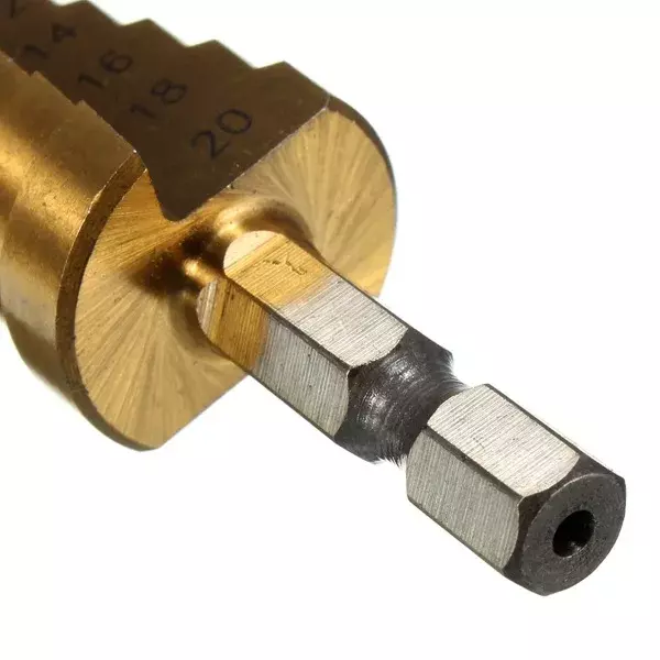 3-12mm 4-12mm 4-20mm 스트레이트 그루브 스텝 드릴 비트 HSS 육각 섕크 티타늄 코팅 목재 금속 구멍 커터 코어 콘 드릴링 도구