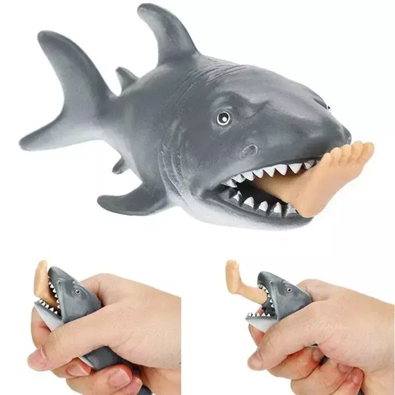 Mainan Fidget dewasa antistres mainan Remas kreatif menggigit kaki hiu mainan penghilang stres Spoof trik hadiah untuk anak-anak Gag mainan