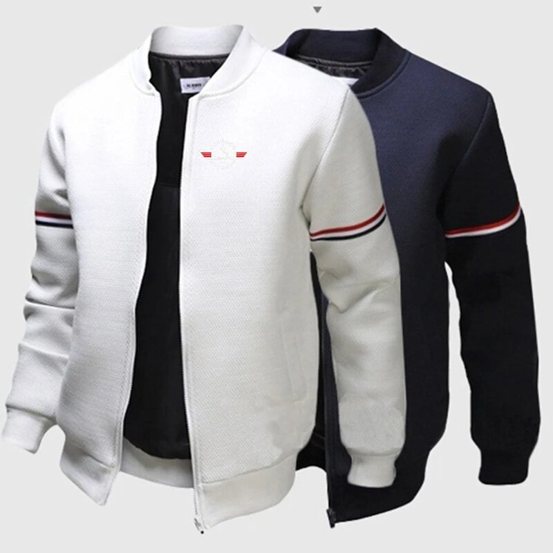 2024 Men's New Fashion TOP DAD TOP GUN Movie Leisure Flight Jacket Round Collar Long Sleeves Solid Color Printing Coat Top