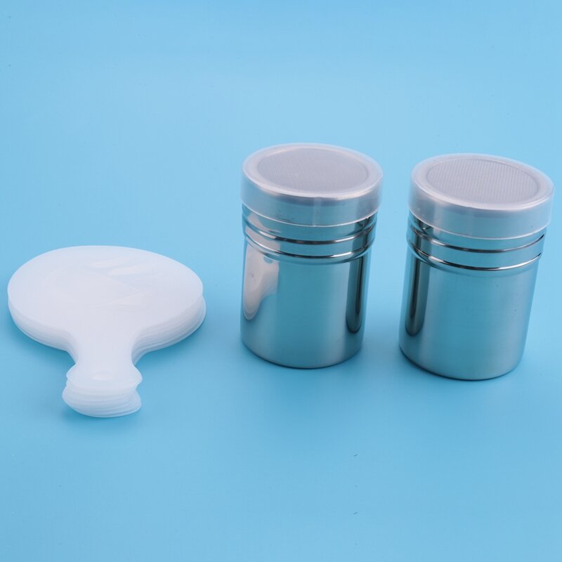2 Pieces Stainless Steel Dredders And Coffee Cinnamon Power Powder Shaker Can With Hole Or Lid