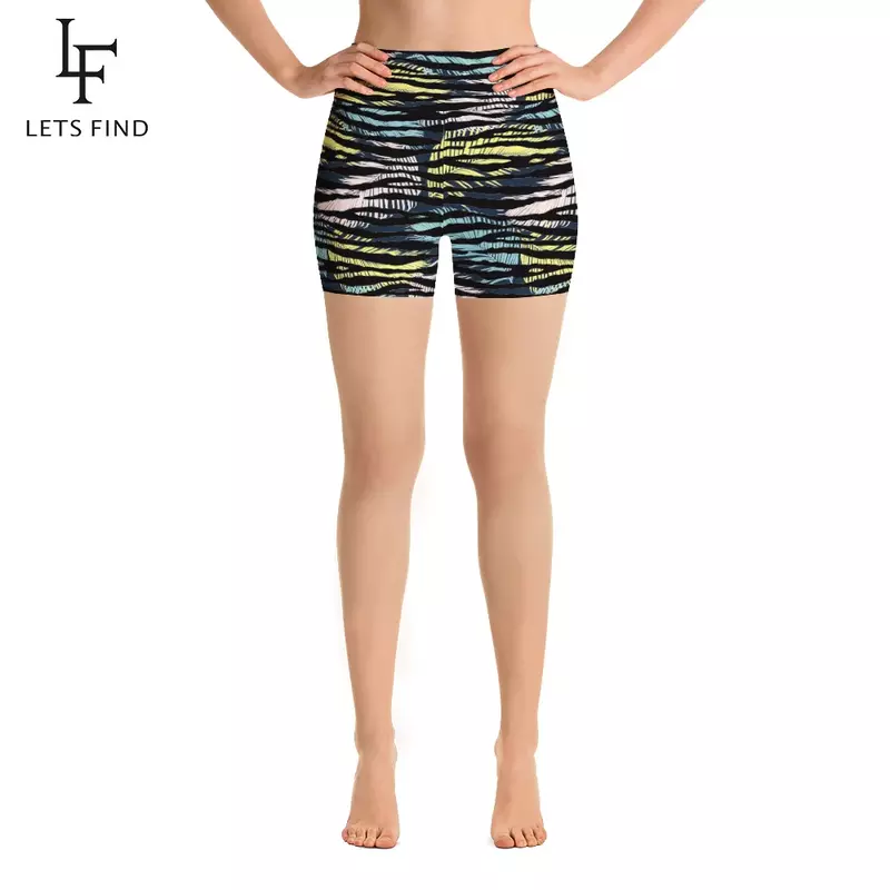 LETSFIND – legging court de sport pour femme, pantalon d'entraînement, taille haute, imprimé en soie de lait, pour l'été
