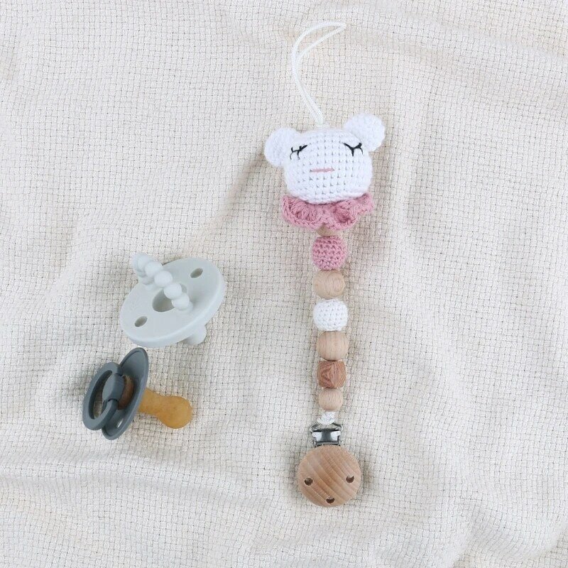 Crochet Pacifier Clip Cartoon Animal Baby Pacifier Chain Newborn Teething Chain Soother Holder Clip Baby Teether