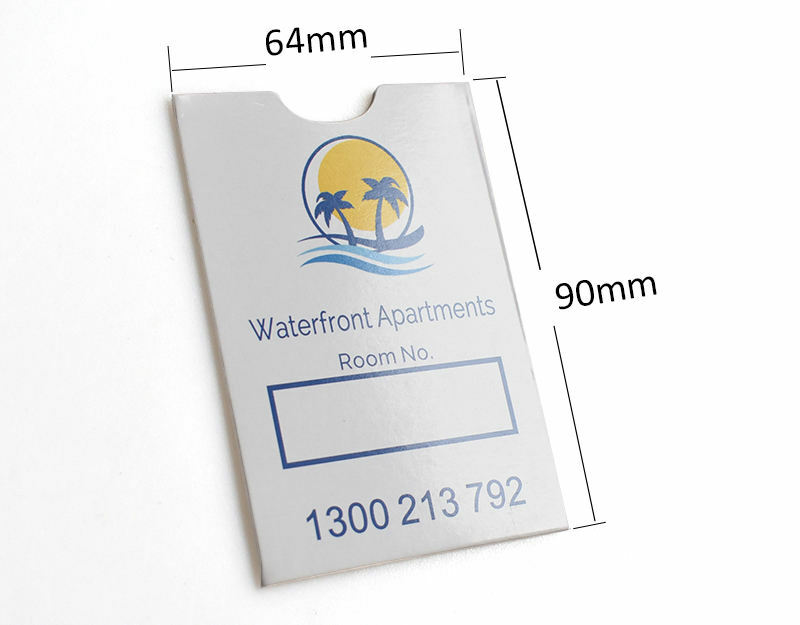 Kartu kunci hotel kualitas tinggi dengan desain kustom untuk kartu pvc pelindung lengan kartu kunci kustom