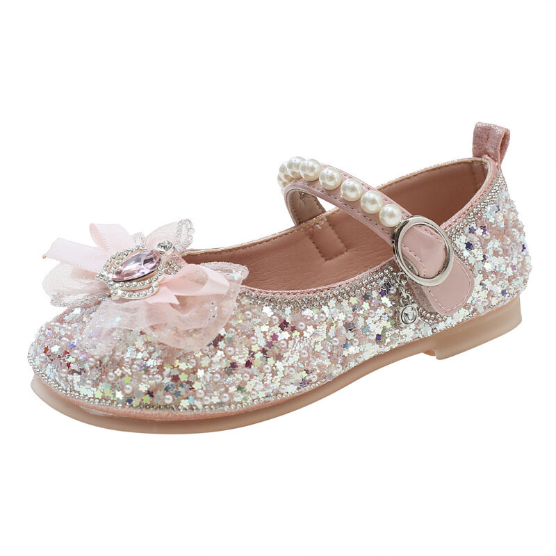 Zapatos Niña Child Leather Shoes Autumn New Girl Princess Shoe Water Diamond Mary Jane Shoes Bow Single Shoes Child Shoe Lolita