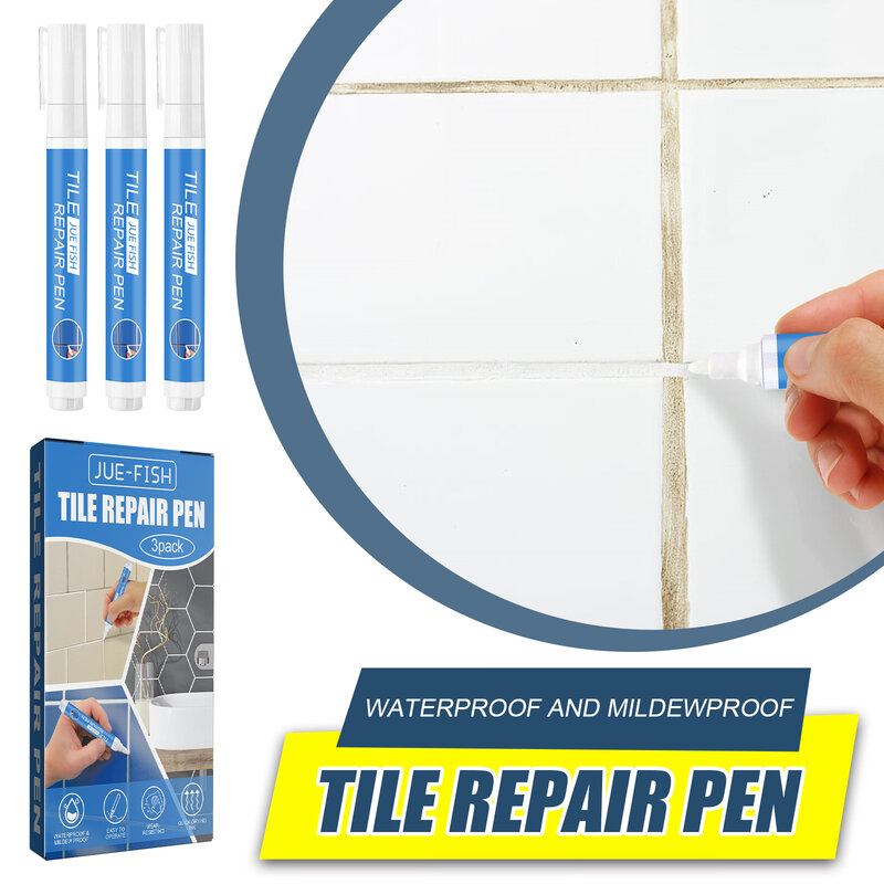 Impermeável White Tile Grout Pen, Tile Gap Repair, Agente de recarga Ferramentas de reparo de costura de piso Marcador de pintura de parede