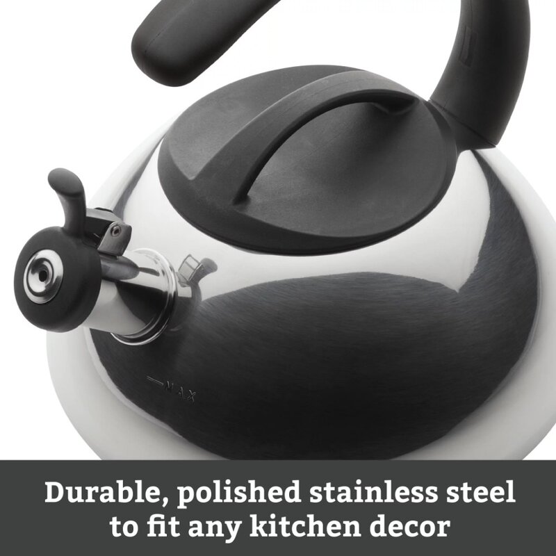 Farberware Stainless Steel Whistling Tea Kettle, 2.3 Quart, Silver