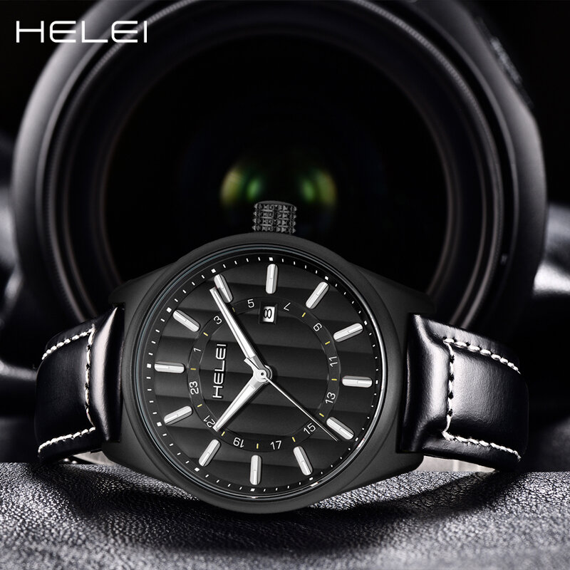 HELEI-Men's Simple Hmsman Series Quartz Watch, Casual, Multifunções, Impermeável, Movimento, Novo, 2024