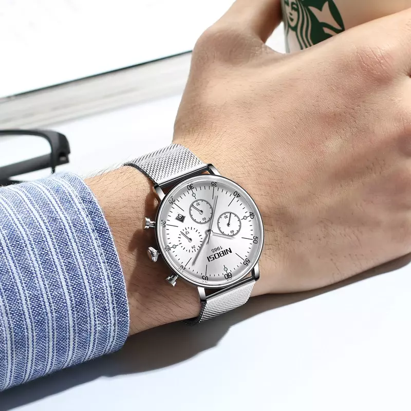 NIBOSI Top Brand Luxury Fashion Watch uomo cronografo impermeabile orologio sportivo orologio da polso al quarzo da uomo Relogio Masculino