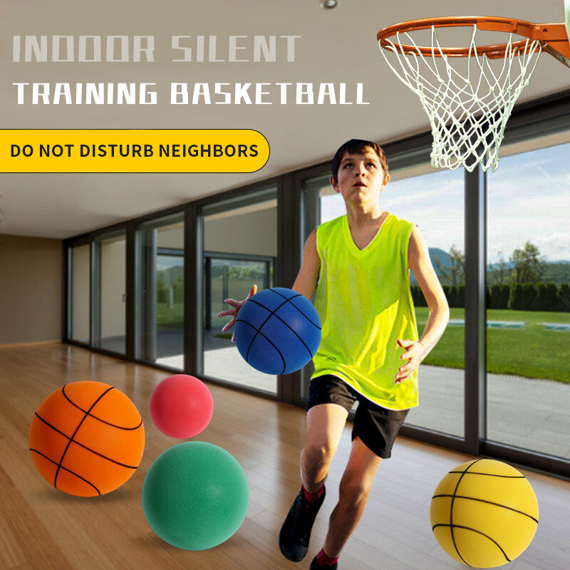 Pelota deportiva de espuma de alta densidad silenciosa para niños, pelota elástica suave de baloncesto para interiores, juegos de juguete deportivo, diámetro de 24/22/18cm