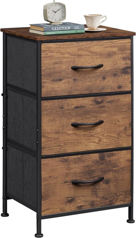 Wlive Dressoir Met 3 Laden Stof Nachtkastje Opberger Dressoir Voor Slaapkamer Hal Hal Kasten Stevig Stalen Frame