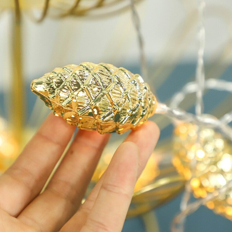Cadena de luces LED de cono de pino de Navidad, 10/20 M/3M, colgante de árbol de hadas, decoración de fiesta, novedad, 1,5