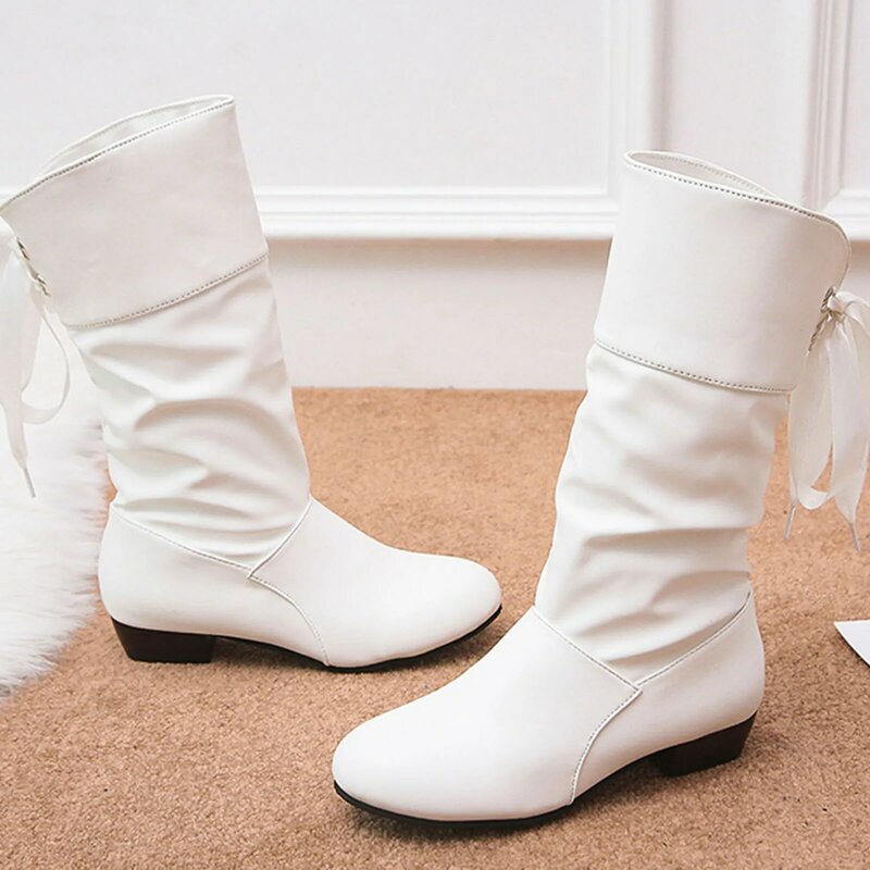 Women's Slouchy  Calf Boots Winter Lace-up Slip On Fashion  Boots for Travel Shopping Dating