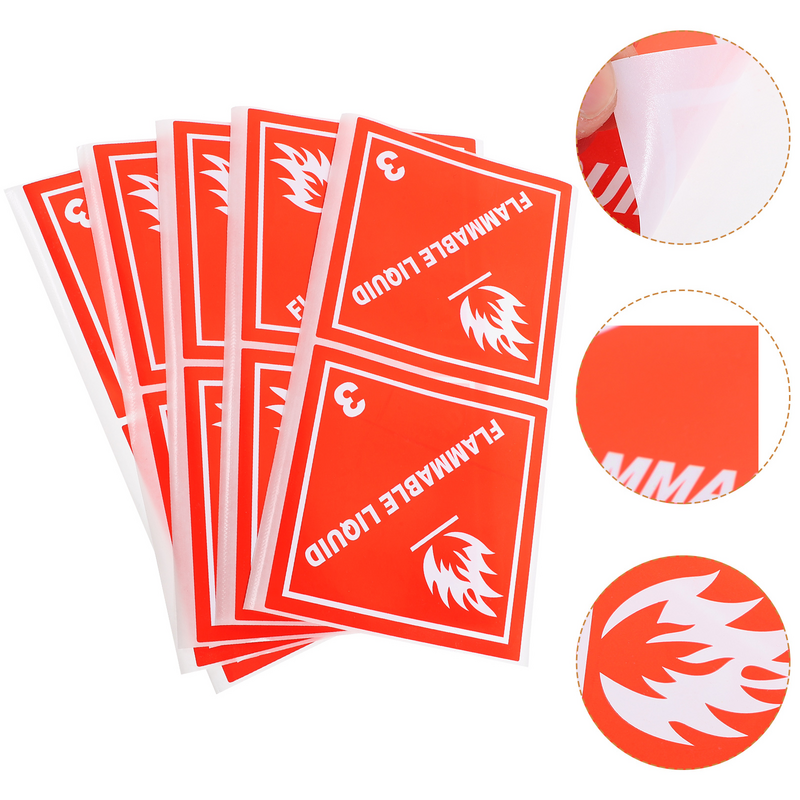 20 Pcs Sticker Warning Label Safety Operation Warnings Stickers Liquid Decal Red Sign Shipping