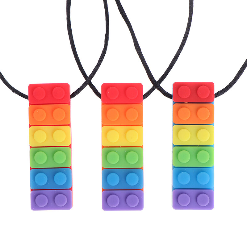 Baby Rainbow Teether Necklace Silicone Teethers Chew Sensory Eco-friendly Biting
