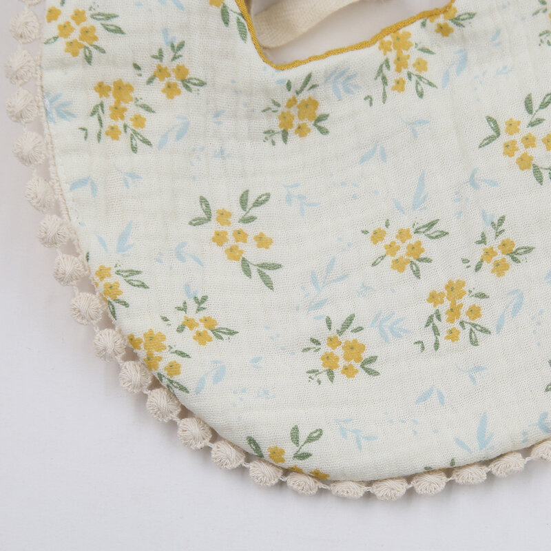 Acessórios Baby Tassel Saliva Toalha Vintage Double Side Floral Printing Bib Alimentação Burp Cloth Bandana Scarf para Recém-nascidos Infantil