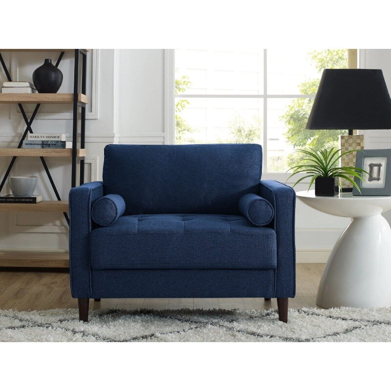 Lorelei-Lounge Chair em Azul Marinho, Tecido Designer