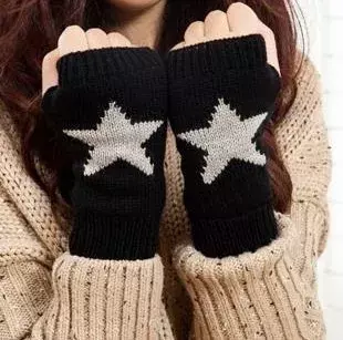 Gants sans doigts unisexes pour femmes et hommes, demi-doigt chaud, étoile à cinq branches, laine, Y2K, automne, hiver