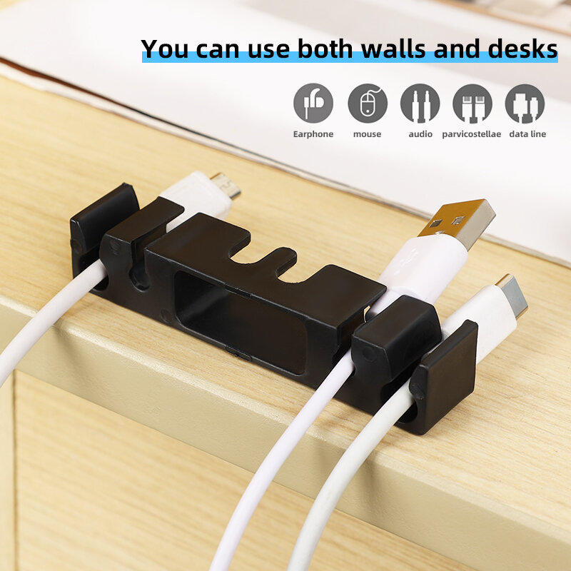Cable Organizer Management Wire Holder desk clean Tidy Clips 4 hole hook for data charger cable earphone wire appliance