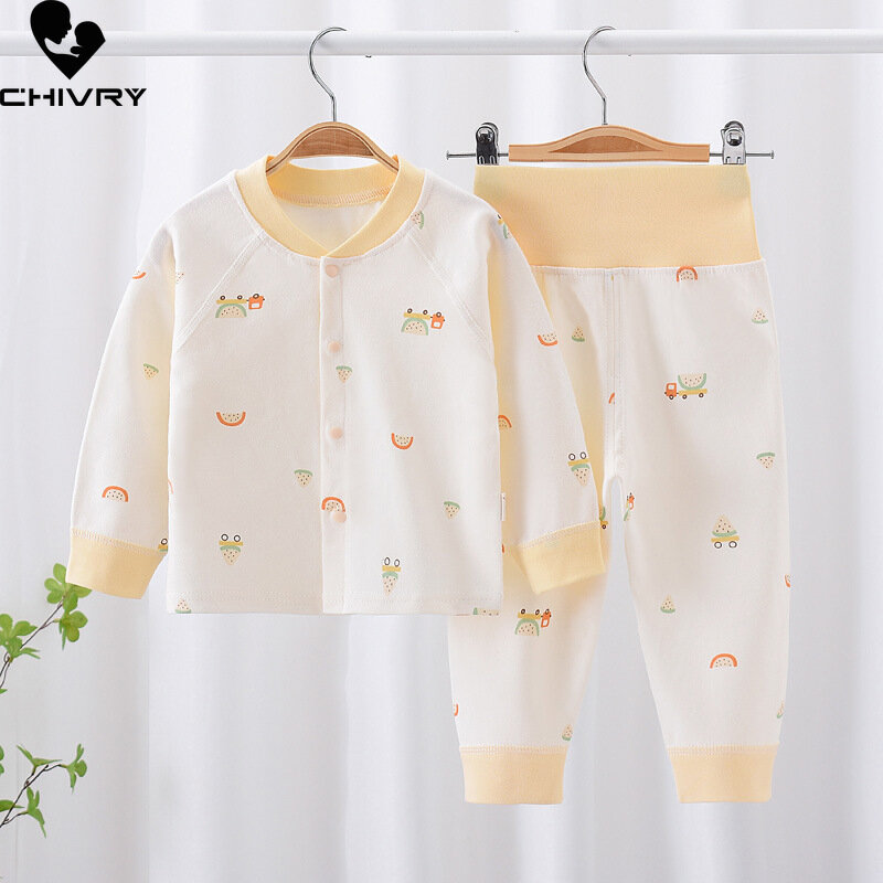 New 2023 Kids Autumn Pajamas Sets Toddler Boys Girls Cute Cartoon Long Sleeve Cardigan T-shirt with Pants Newborn Baby Sleepwear