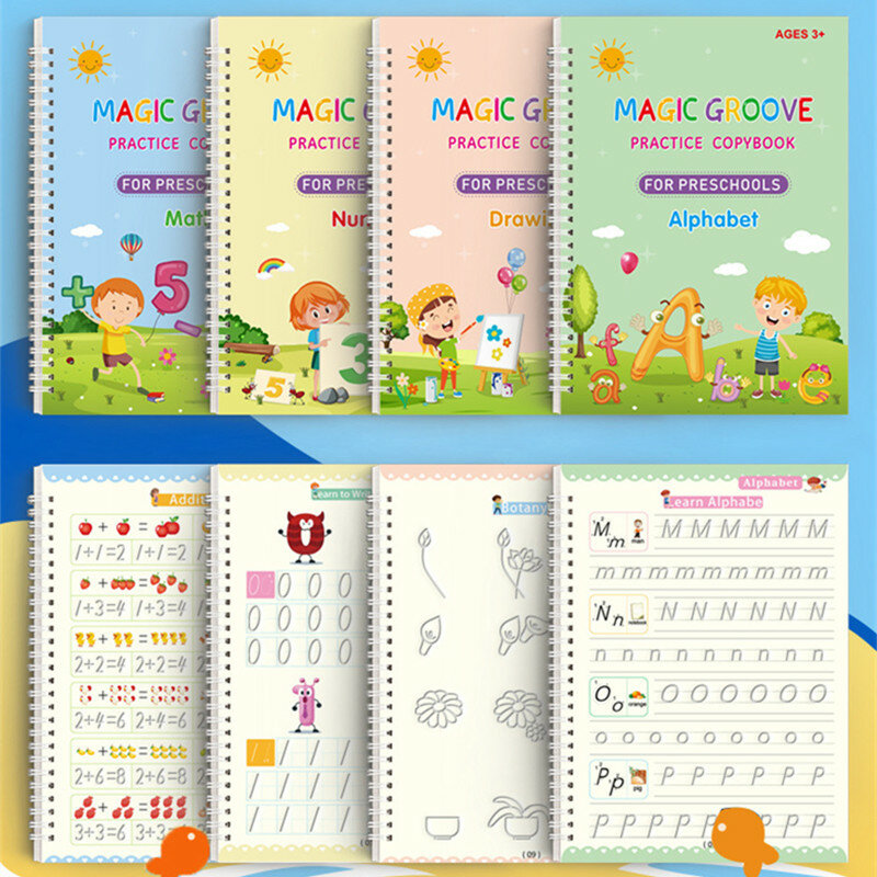 Reutilizável Magia Copybook Desenho Brinquedos para Crianças Montessori Pen Control Formação Escrita Etiqueta Aprendizagem Brinquedo Educativo Crianças