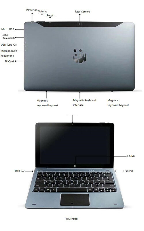 11.6 Polegada NC01 Tablet PC Windows 10 4GB RAM 128GB ROM com teclado de encaixe com pinos Quad Core 4.0 1920*1080 IPS compatível com HDMI