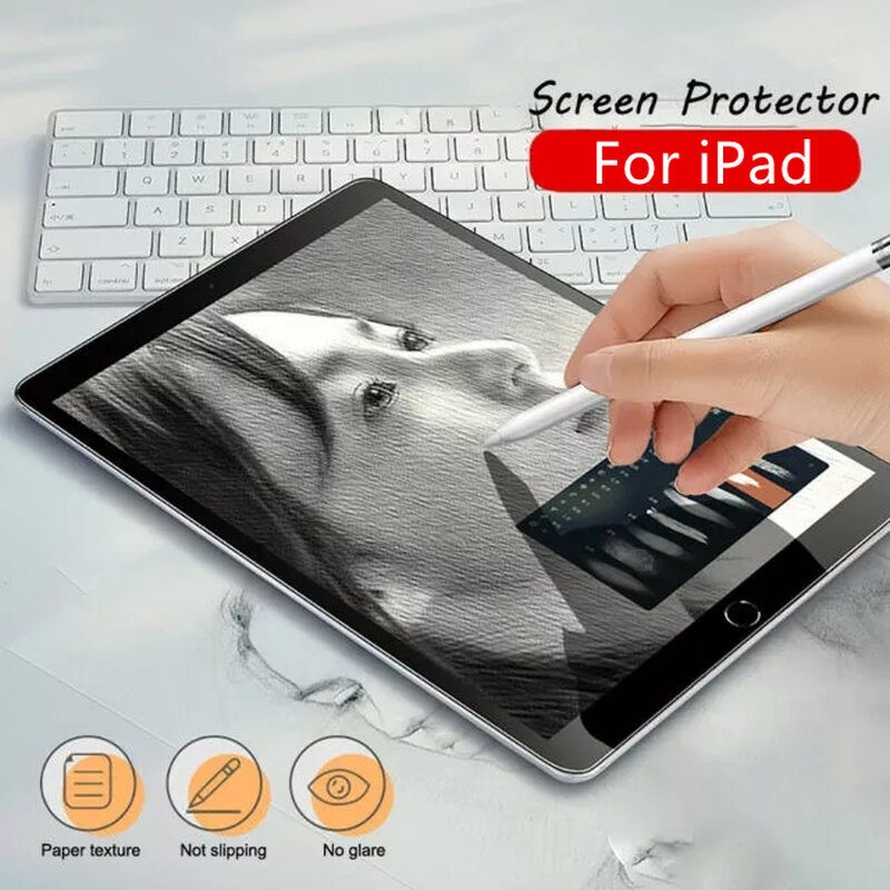 Защитная пленка для экрана на ощупь из бумаги, матовая ПЭТ-пленка для iPad Pro 11, 9,7 дюйма, Air 3, 4, 5, 7, 8, 9, 10 поколения, 10,2, 10,9
