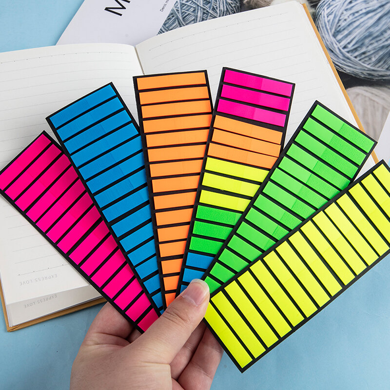 300 Buah Stiker Warna Transparan Neon Indeks Label Tab Bendera Catatan Tempel Alat Tulis Anak-anak Hadiah Perlengkapan Kantor Sekolah
